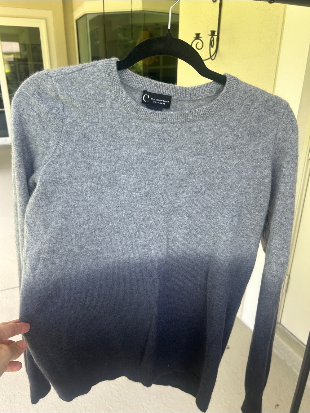 Bloomingdale's Gray to Black Ombre Crewneck Sweater